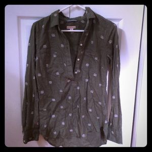 ZARA Green Elephant Print Boho Top